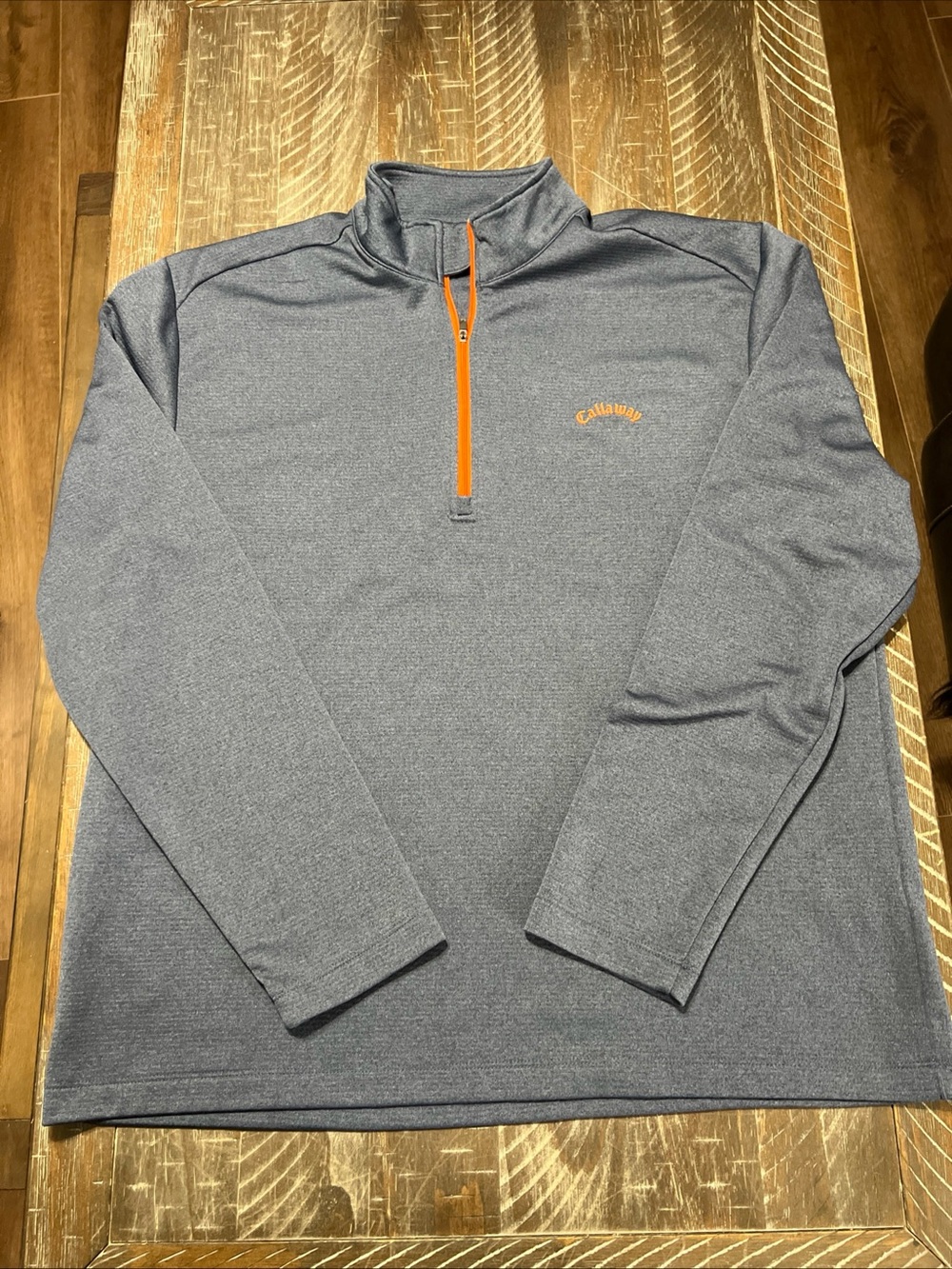 CALLAWAY Golf Quarter Zip Mens Gray Orange Logo Ribbed Sz XL